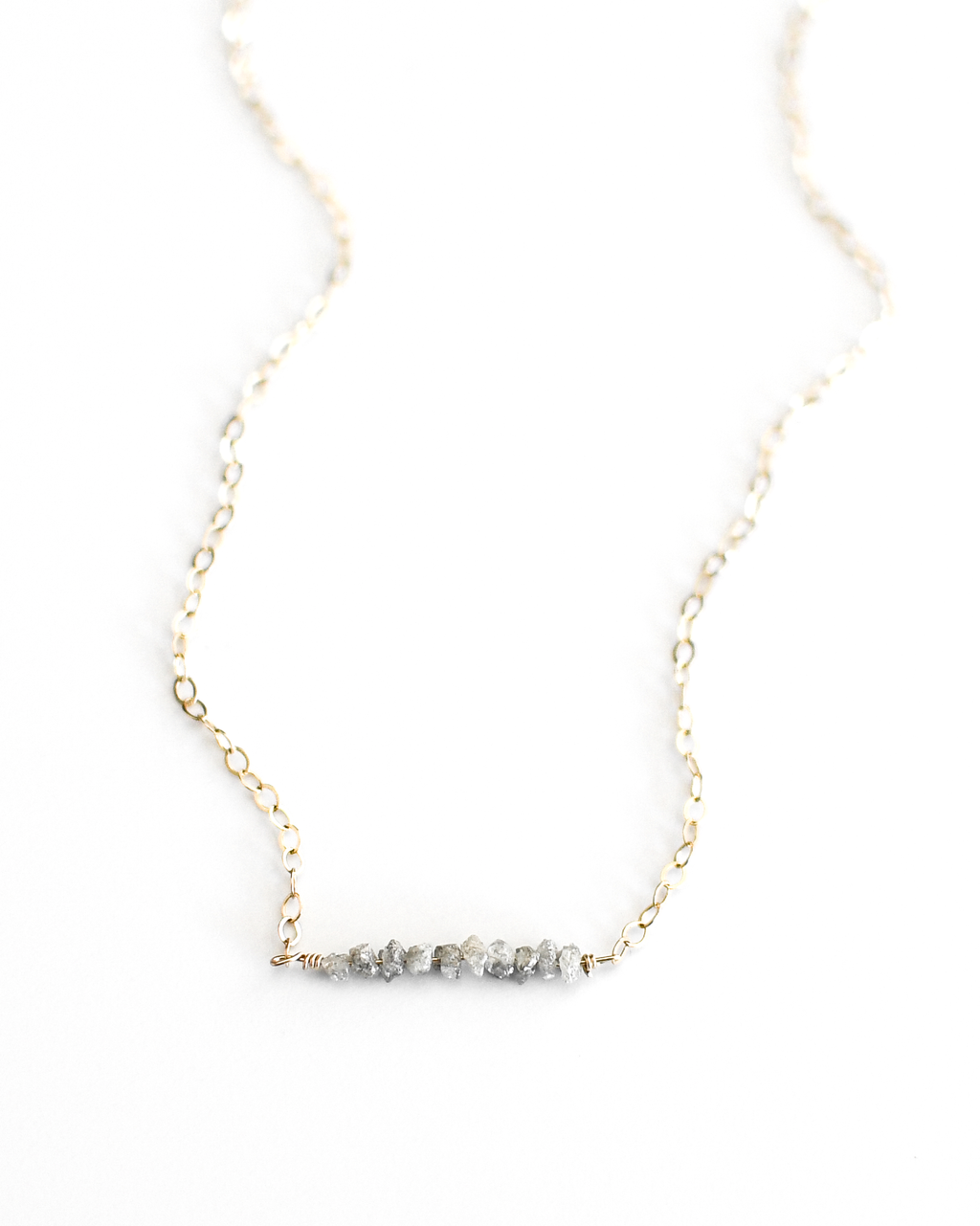 Thin Diamond Bar Necklace in 14K Gold - Mini